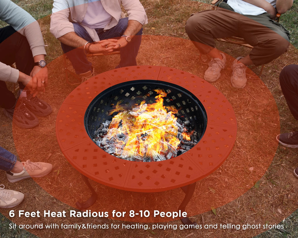42-inch Metal Fire Pit with 2 Grills and Lid X6005