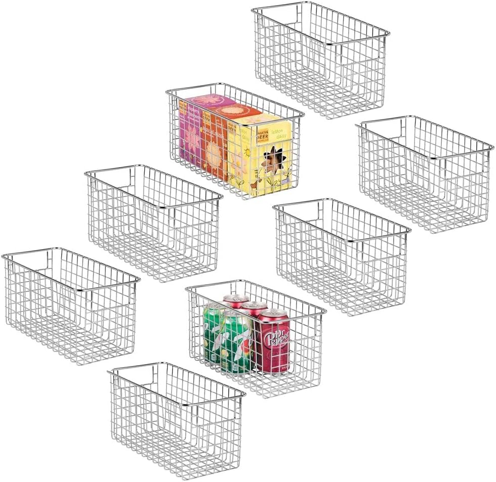 Metal Wire Storage Bin Baskets with Handles 8 Pack Black S9327