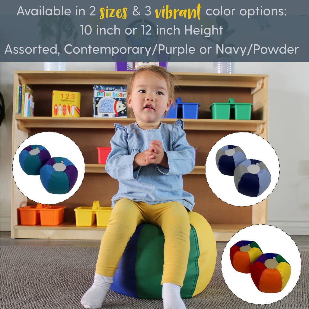 SoftScape Puffs Kids Preschool Bean Bag Seats, 2 Pack - Assorted N38217
