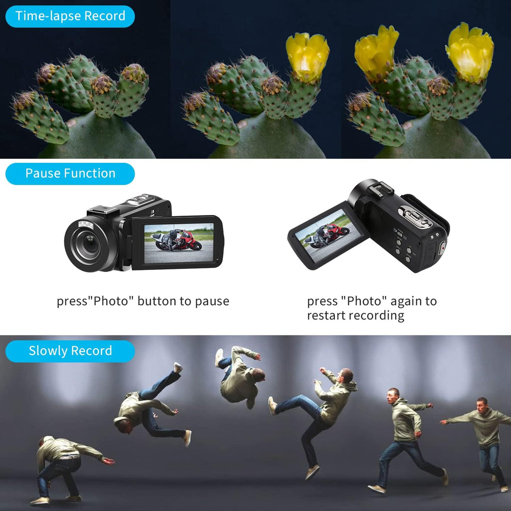 FHD 1080P Camcorder with Tripod and 2 Batteries A391