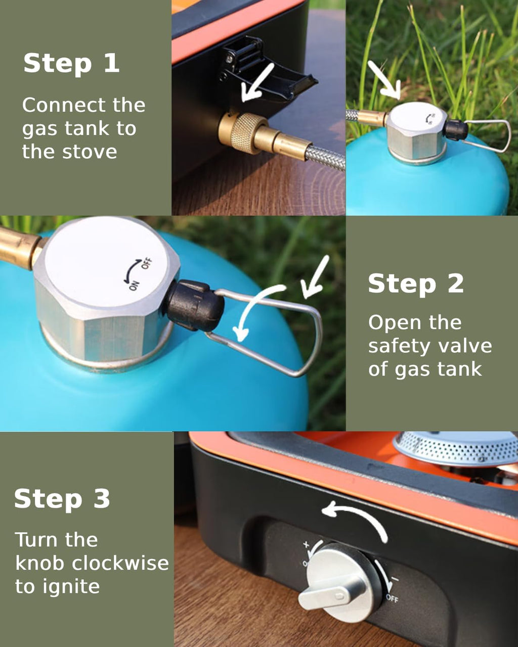 Propane Camping Stove 2 Adjustable Burners with 20,000 BTUs, Portable Folding Camp Stove with Carry Bag R236