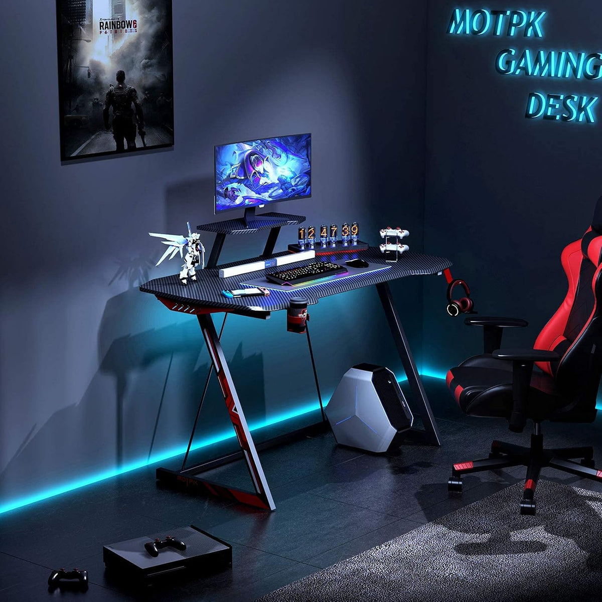 47 inch Black Computer Desk with Monitor Stand M6186