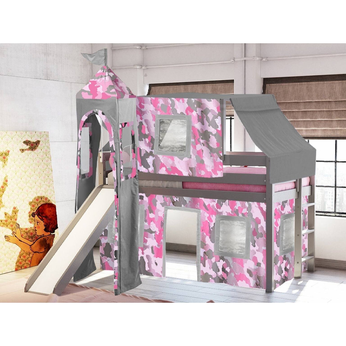 Twin Bed with Slide and Tent L702140