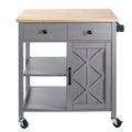 Gray Kitchen Cart with Wood Top B7097