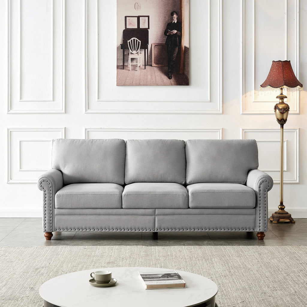 3 Seater Linen Fabric Convertible Sleeper Sofa Y67434