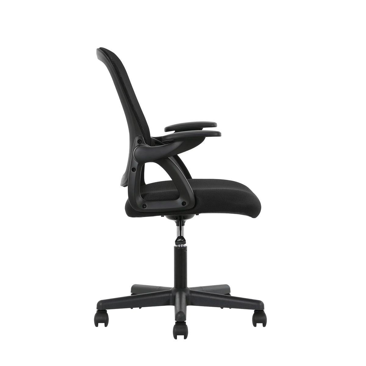 Black Fabric Ergonomic Mesh Back Office Chair with Flip-up Arms A624