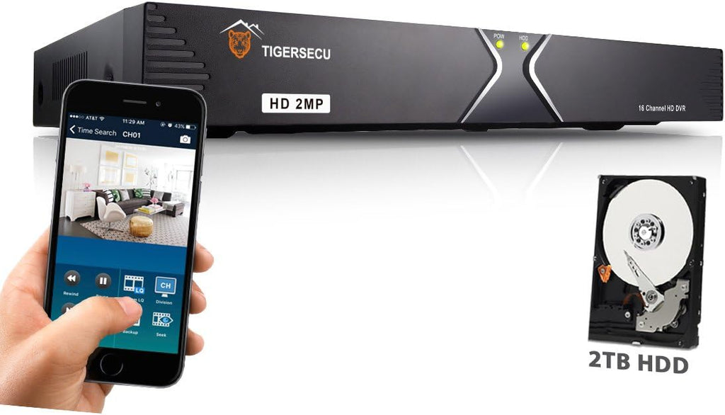 16-Channel Hybrid 4-in-1 DVR Security Recorder with 2TB Hard Drive B475