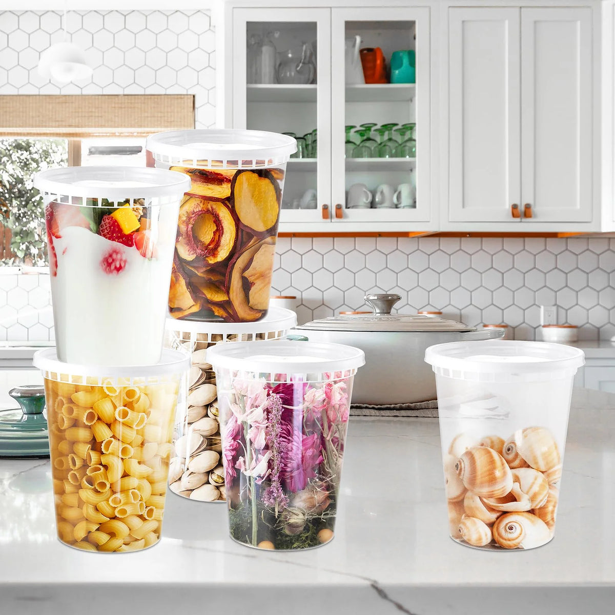 32oz 50 Set Plastic Food Storage Containers with Airtight Lids X3022
