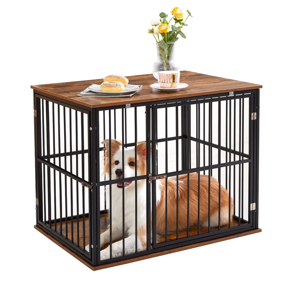 Medium Wooden Dog Crate Furniture with Washable Cushion Z841275