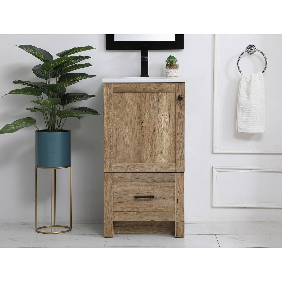 18 inch Natural Oak Vanity Cabinet Set S70875