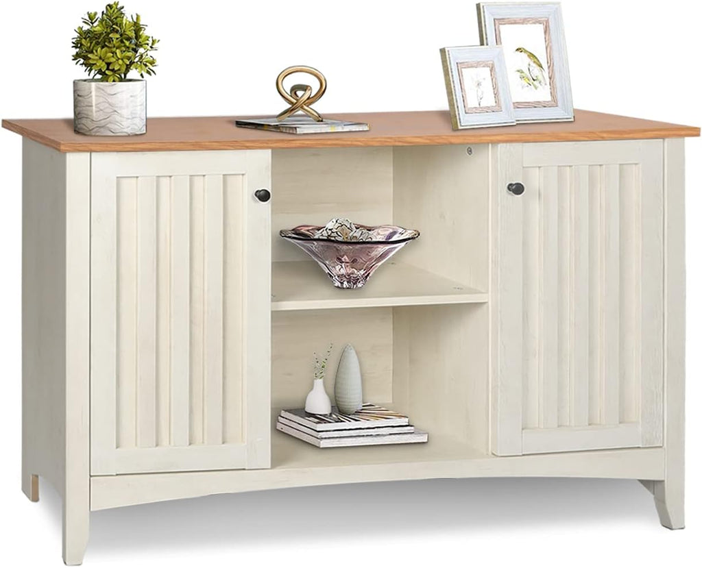 White Storage Cabinet with Doors and Adjustable Shelves R828