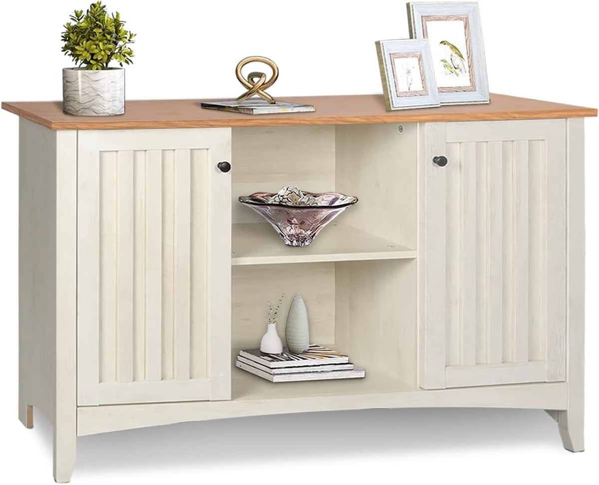 White Storage Cabinet with Doors and Adjustable Shelves R828