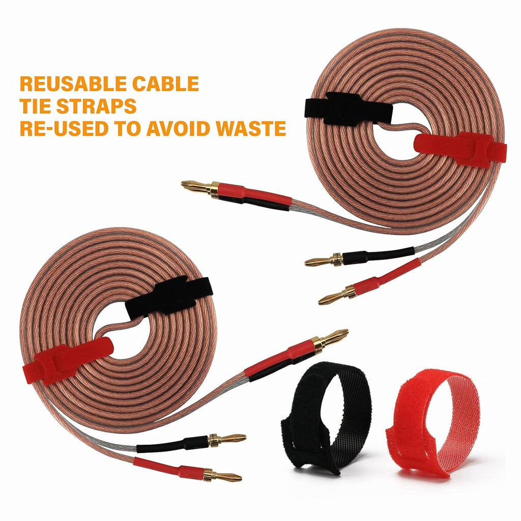 1 Pair 13AWG Oxygen-Free Copper Speaker Cables with Banana Plug Tips T354747