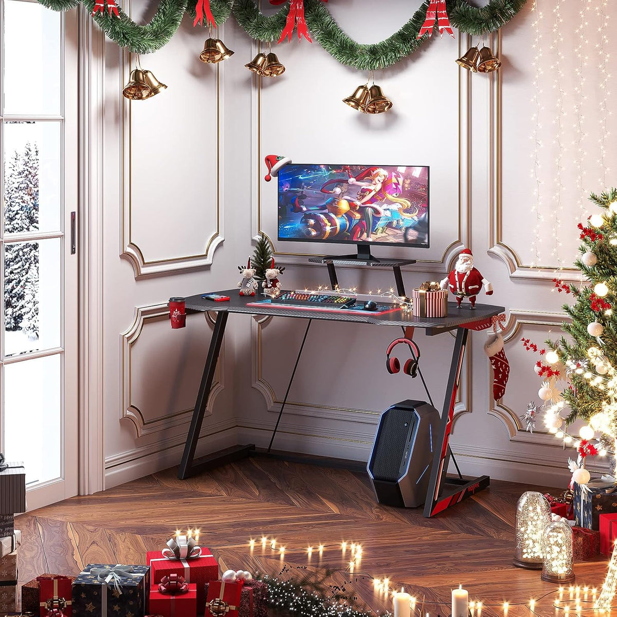 47 inch Black Computer Desk with Monitor Stand M6186
