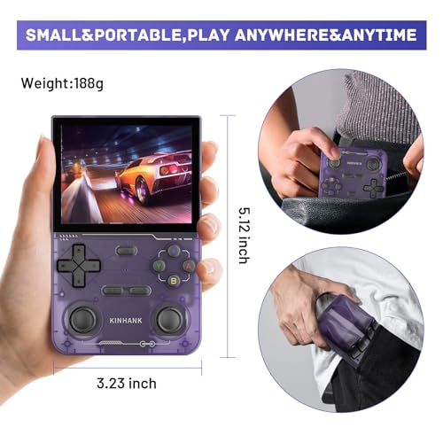 Retro Handheld Game Console with 64GB TF Card, 3.5 Inch IPS Screen Black L55869
