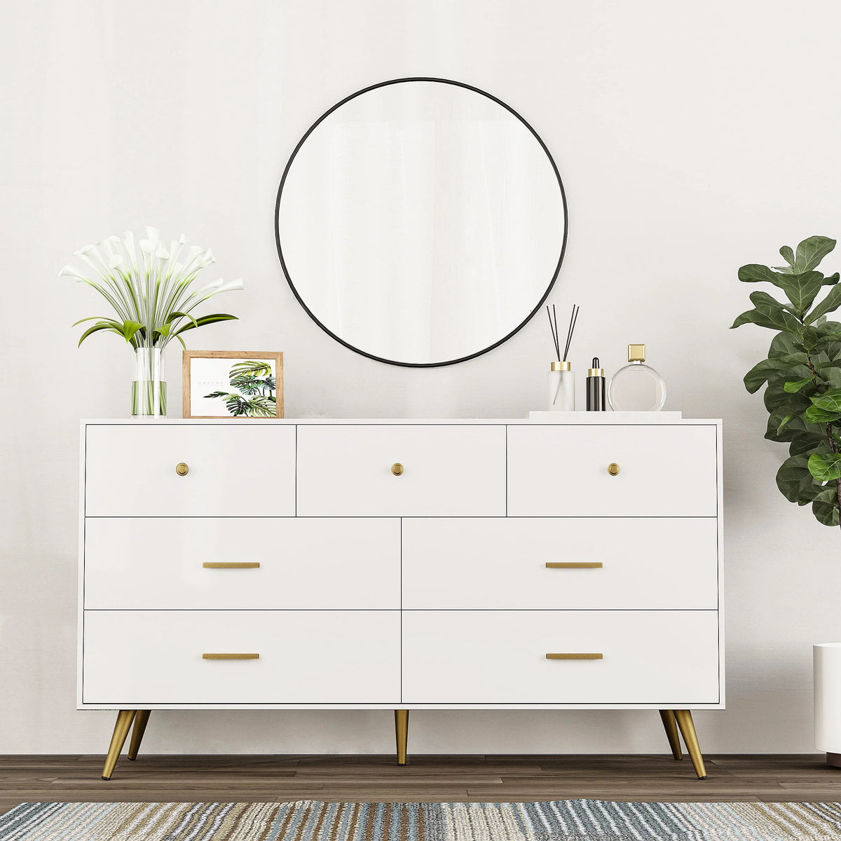 White 6 Drawer Dresser J71493