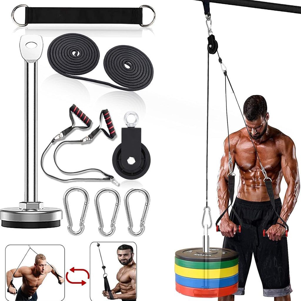 Weight Cable Pulley System Home Gym Equipment Upgraded Fitness LAT Pull Down, Biceps Curl, Back, Forearm, Shoulder Pack of 2 F99827