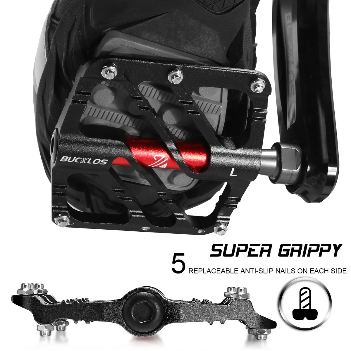 CNC Aluminum Alloy MTB Flat Pedals 3 Bearings 9/16" A80561
