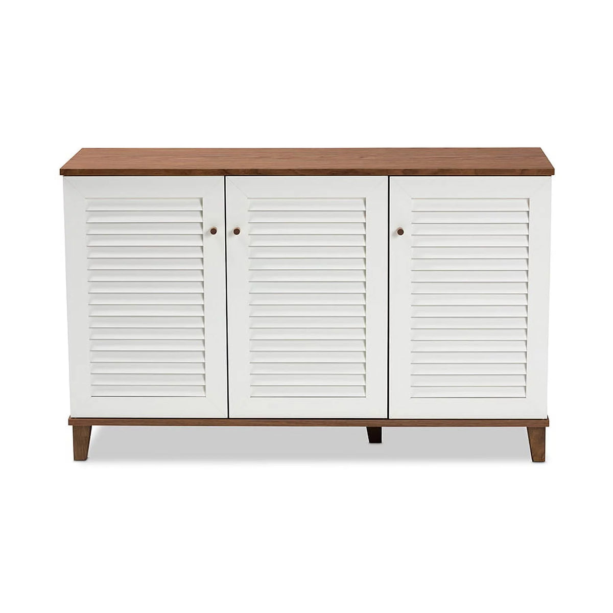 Walnut Finished 8-Shelf Wood Shoe Storage Cabinet W713