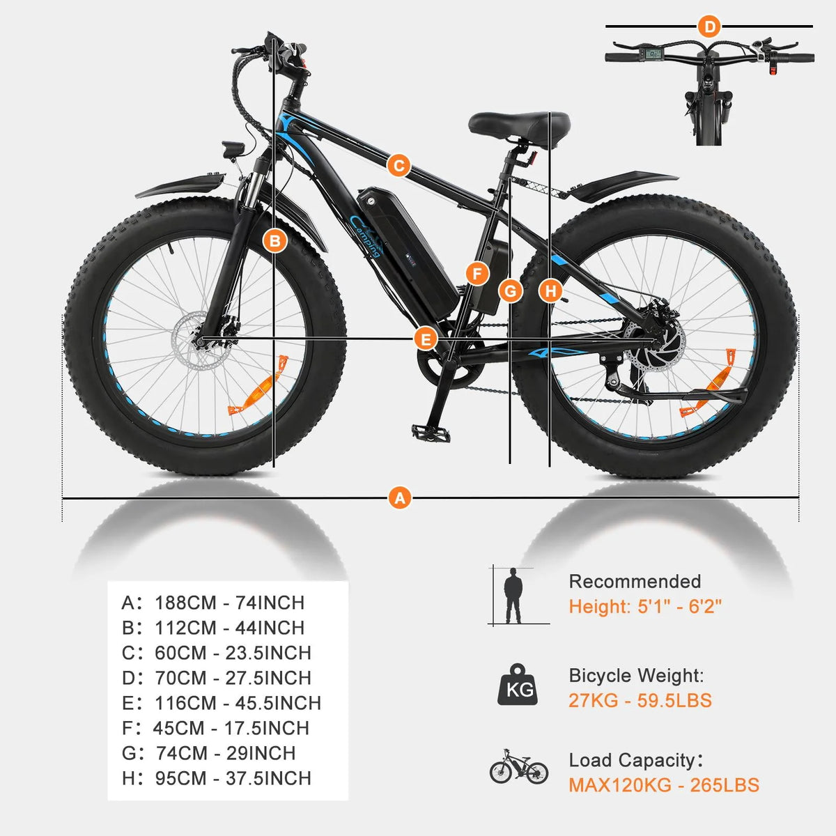 26 inch 7-Speed Electric Mountain Bicycle 500W 48V 10Ah O8102