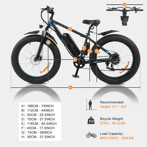 26 inch 7-Speed Electric Mountain Bicycle 500W 48V 10Ah O8102