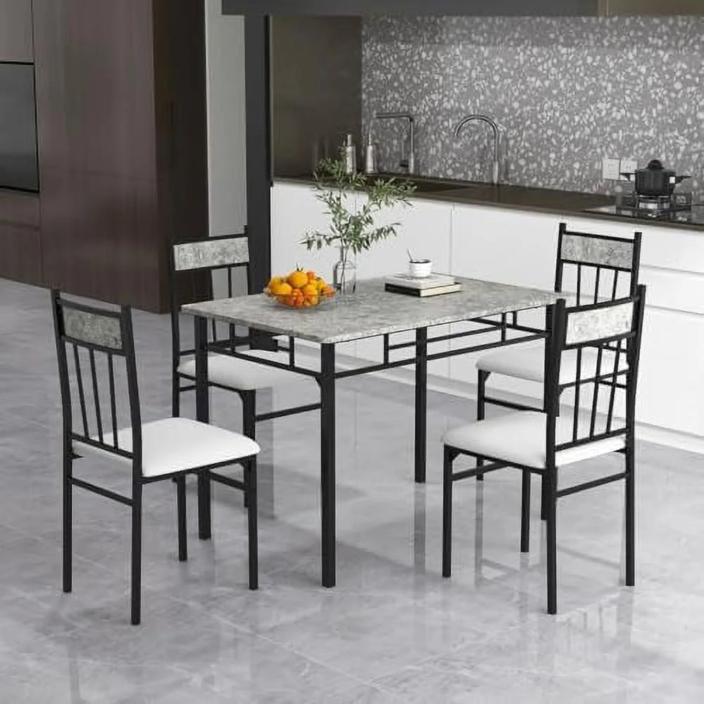 5 Piece Dining Table Set with Metal Frame & Padded Seat I28911