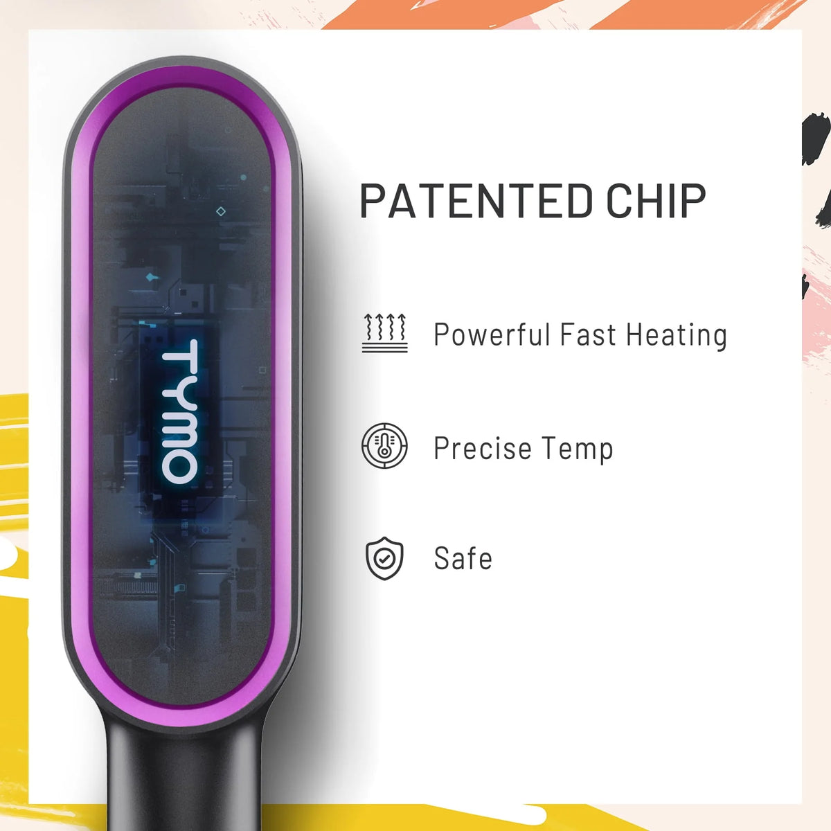 Black Hair Straightener Brush with Built-in Comb V13087