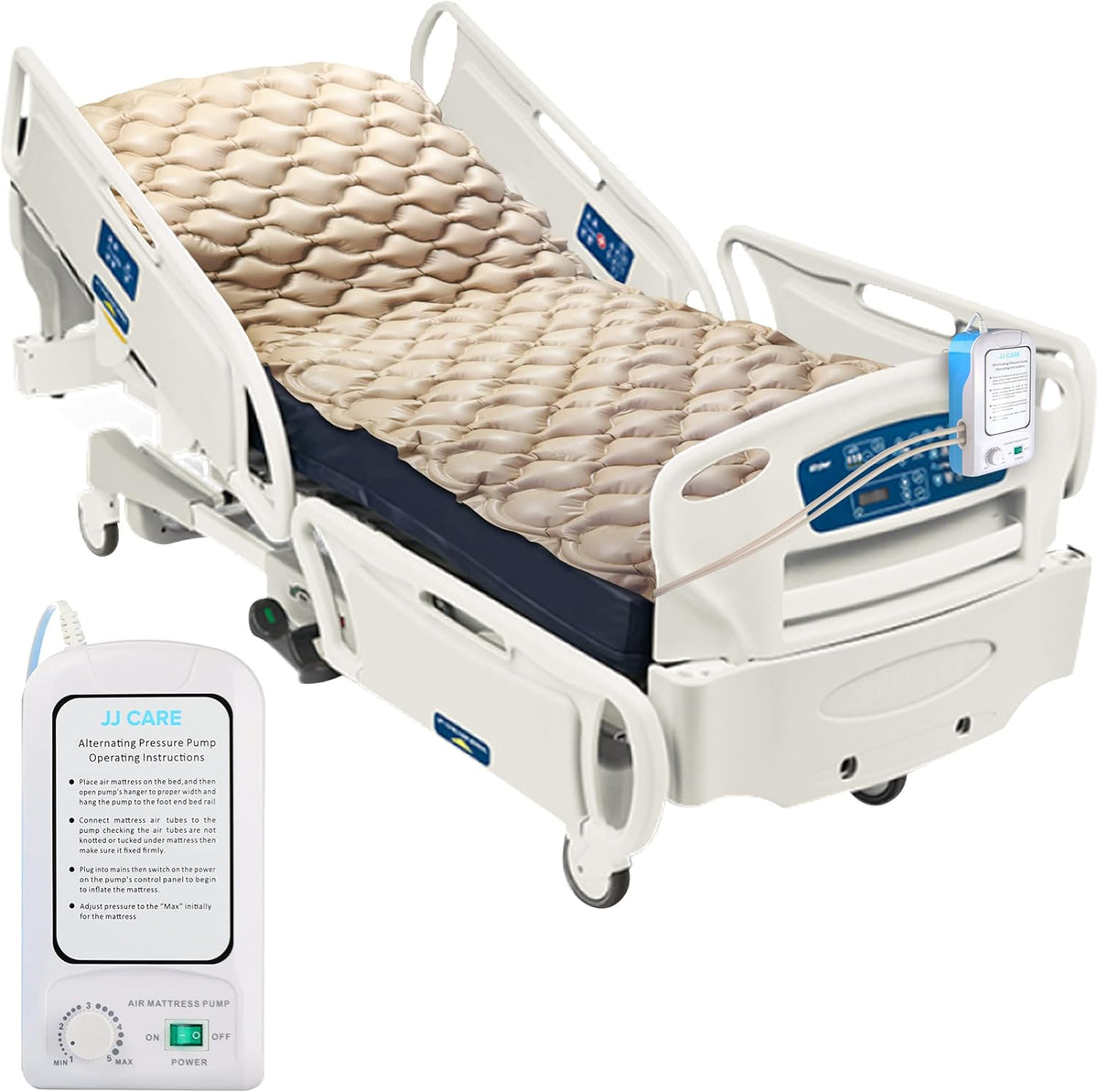 Alternating Pressure Mattress Pad with Pump, 79”x35”, Pack of 2 O589