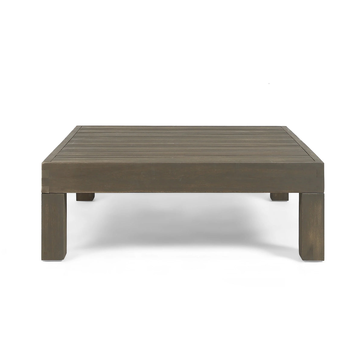 Gray and White Acacia Wood Sectional Loveseat with Coffee Table J538894