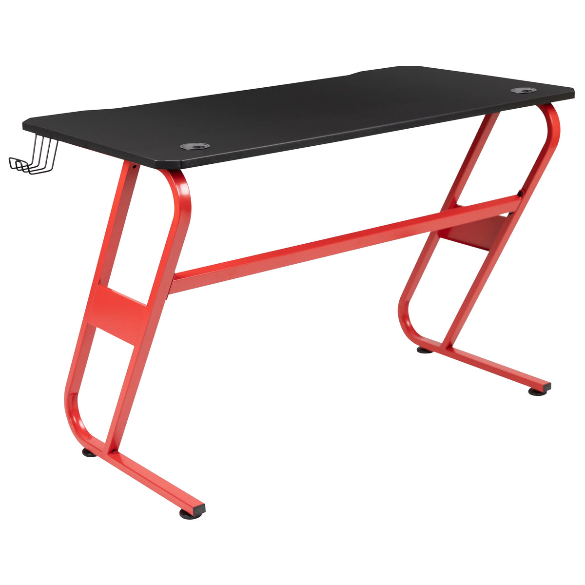 Red Ergonomic Gaming Desk with Cup Holder J377
