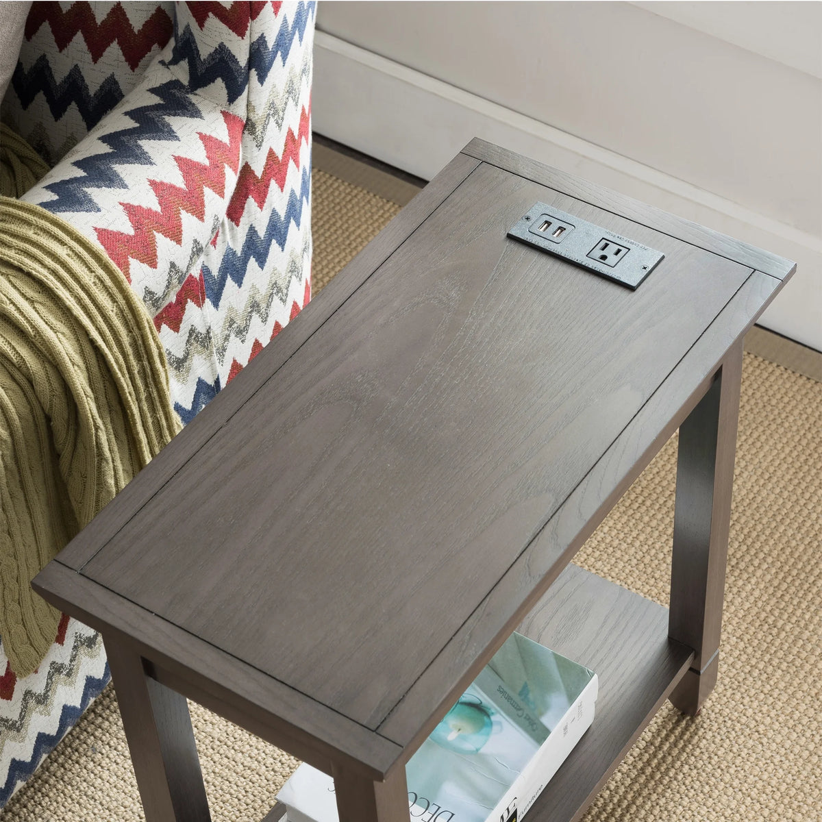 Rustic Oak Chairside Table T973436