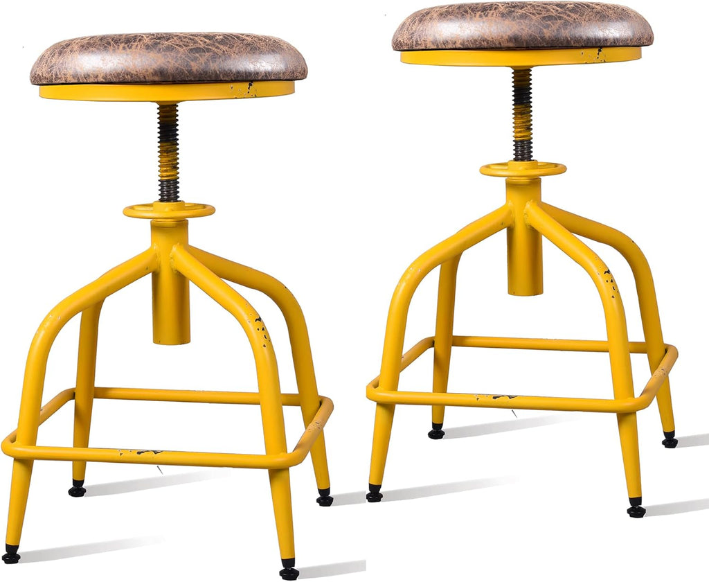 Black Metal Adjustable Swivel Bar Stool Set of 2 T704644