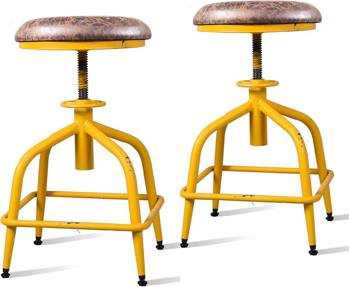 Black Metal Adjustable Swivel Bar Stool Set of 2 T704644