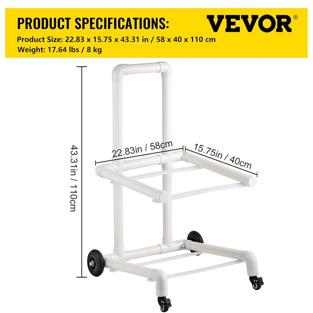 White 4 Wheels PVC Plastic Recycling Cart P33942