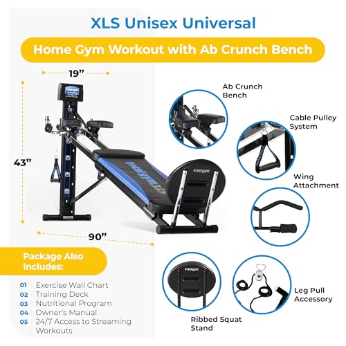 Total Body Training Home Gym Workout Machine with Squat Stand, Leg Pull, 2 Ankle Cuffs, and Exercise Chart I501