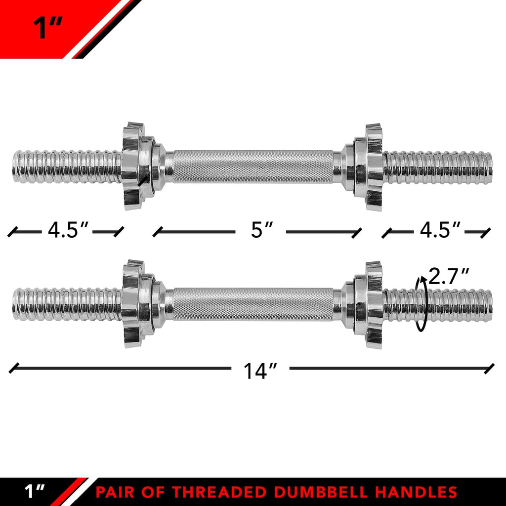 Set of 2 Threaded Dumbbell Handles with Star Collars E983009