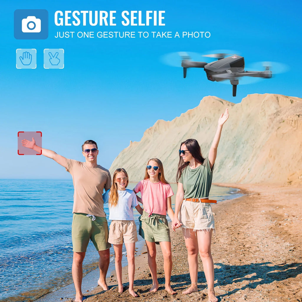 Mini Foldable Drone, 1080P HD FPV Camera Wifi RC Quadcopter, Voice/Gesture Control, Black L391