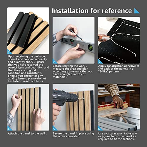 4-Piece Wood Slat Acoustic Panels, Matte Black J42307