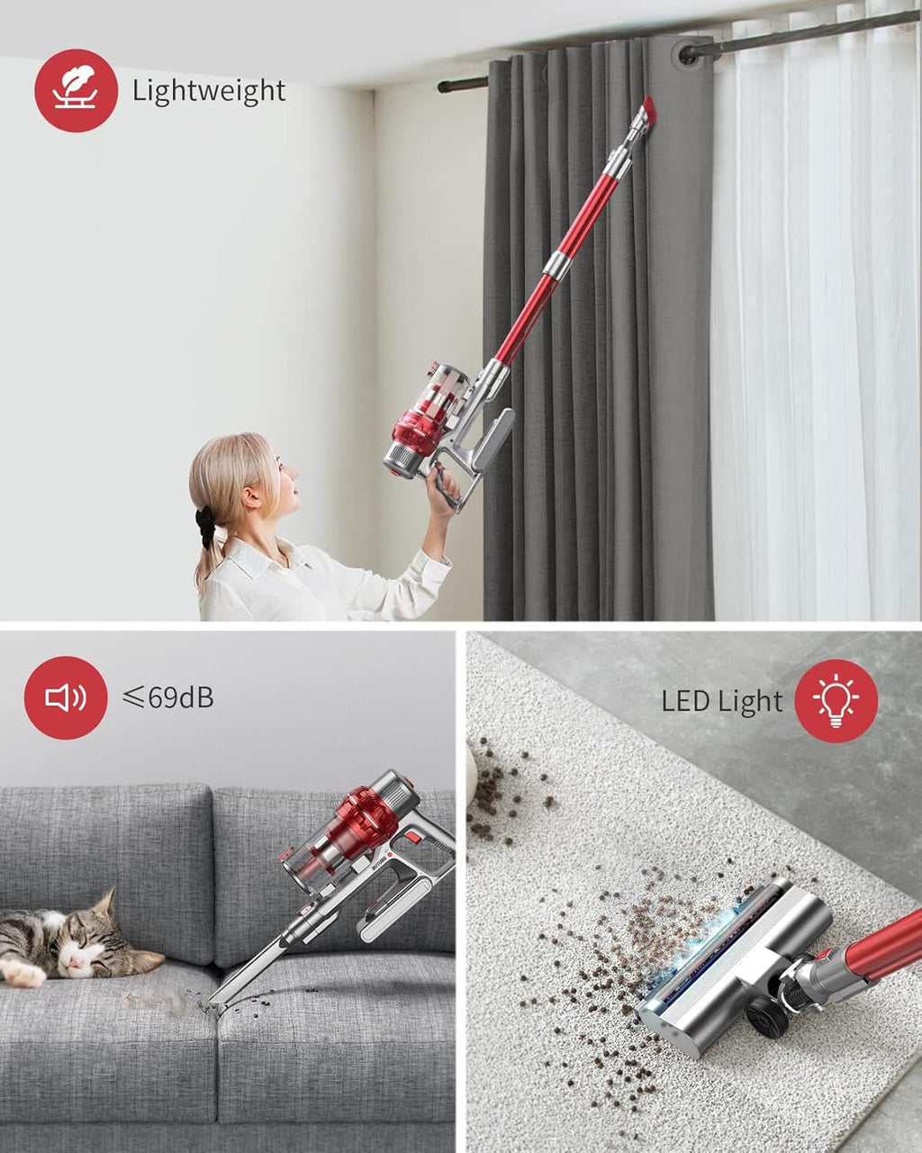 Cordless Stick Vacuum Cleaner with Detachable Battery X98088