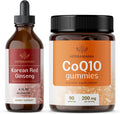 Korean Red Ginseng and CoQ10 Kit - 4 Fl Oz Tincture & Gummies - Vegan Non-GMO 2 Pack V6810