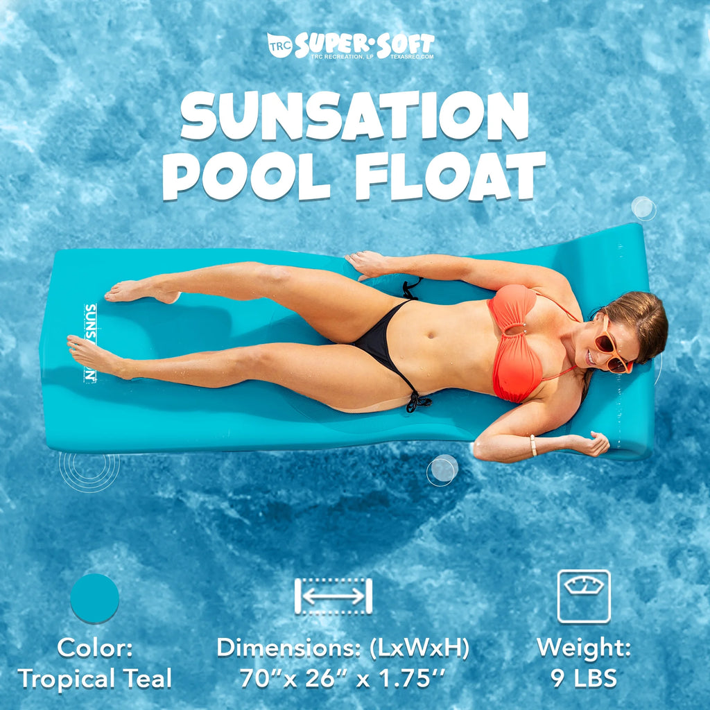 Teal 70 Inch Foam Pool Float Lounger (2 Pack) Y391690
