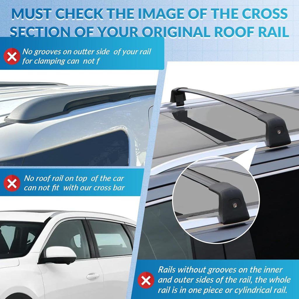 Black Adjustable Aero Aluminum Roof Rack Cross Bars S254