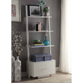 White Ladder Bookcase with File Drawer S245