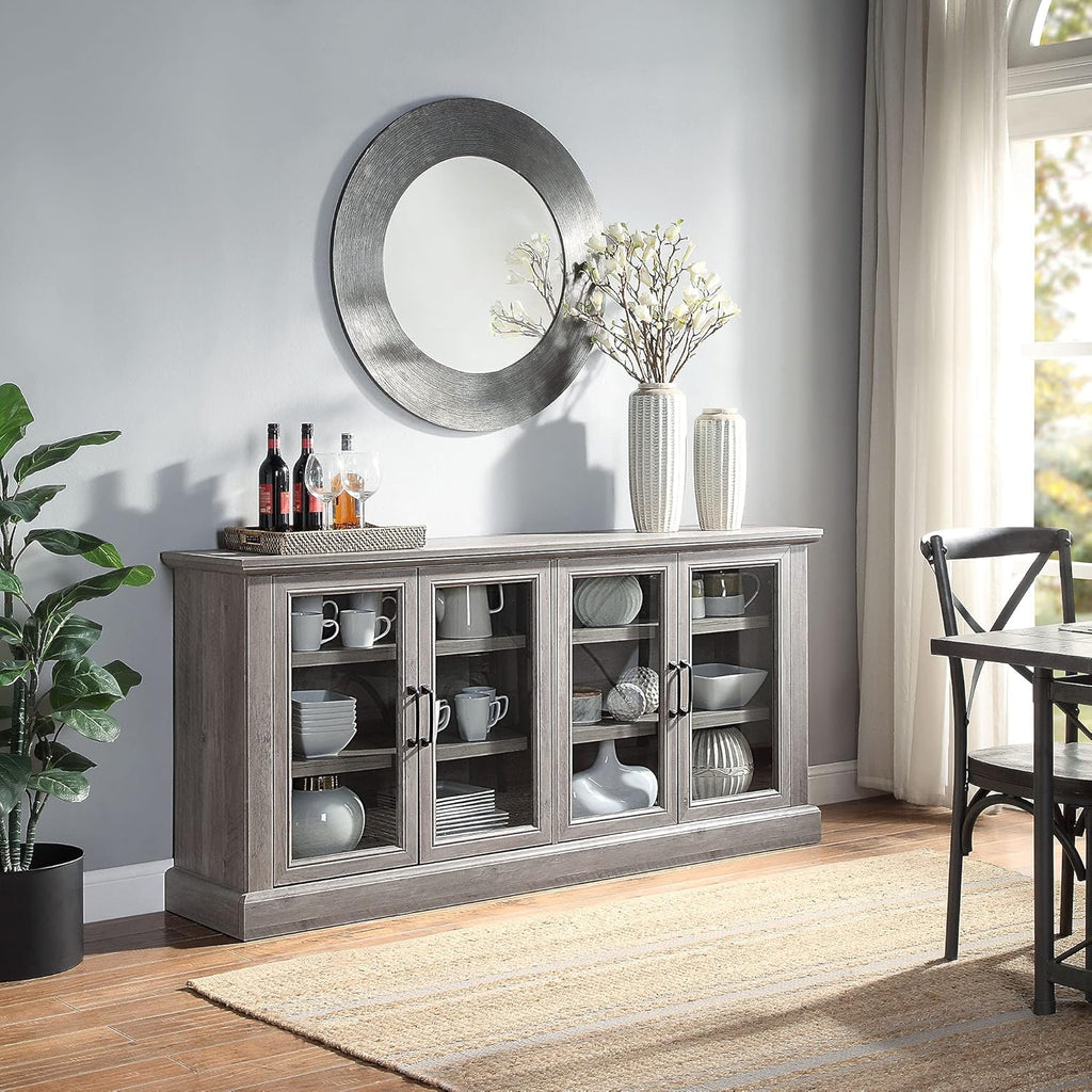 Stone Grey Wood Sideboard Buffet with Storage Cabinet H9239