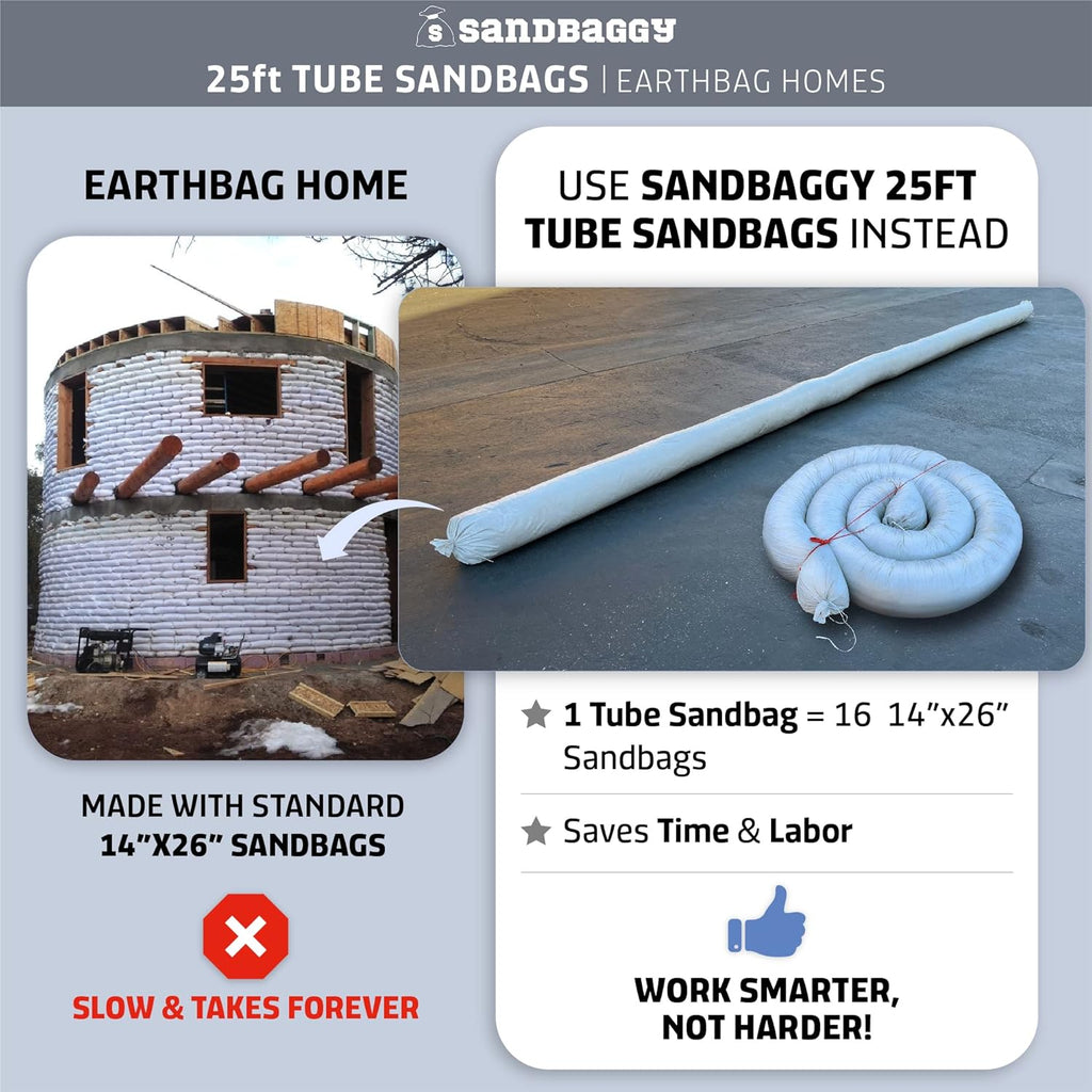 25 Ft Empty Tube Sandbags with UV Protection, 5 Tube Bags P3204