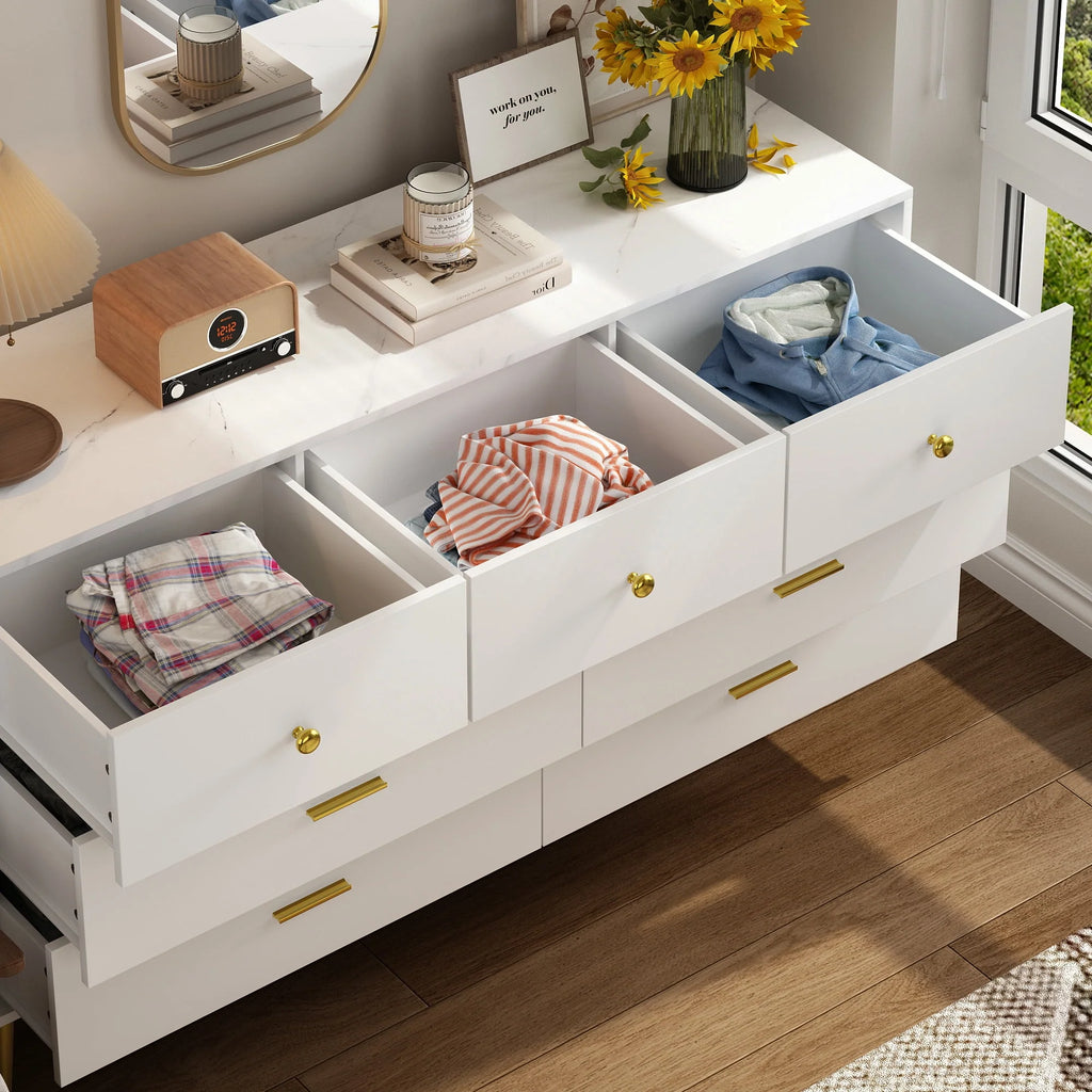 White 6 Drawer Dresser J71493