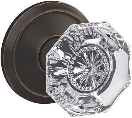 Non-Turning Glass Knob with Camelot Trim, Satin Nickel V13109