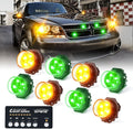 White Amber LED Strobe Lights Kit, Surface Mount Flashing Hazard Warning Light - 8 PCS I37319
