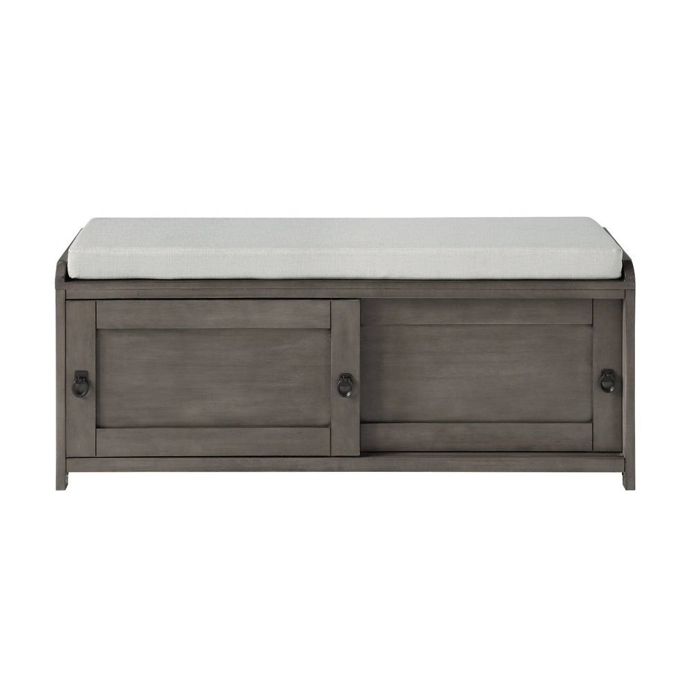 Grey Wood Storage Bench with Cabinets G1353