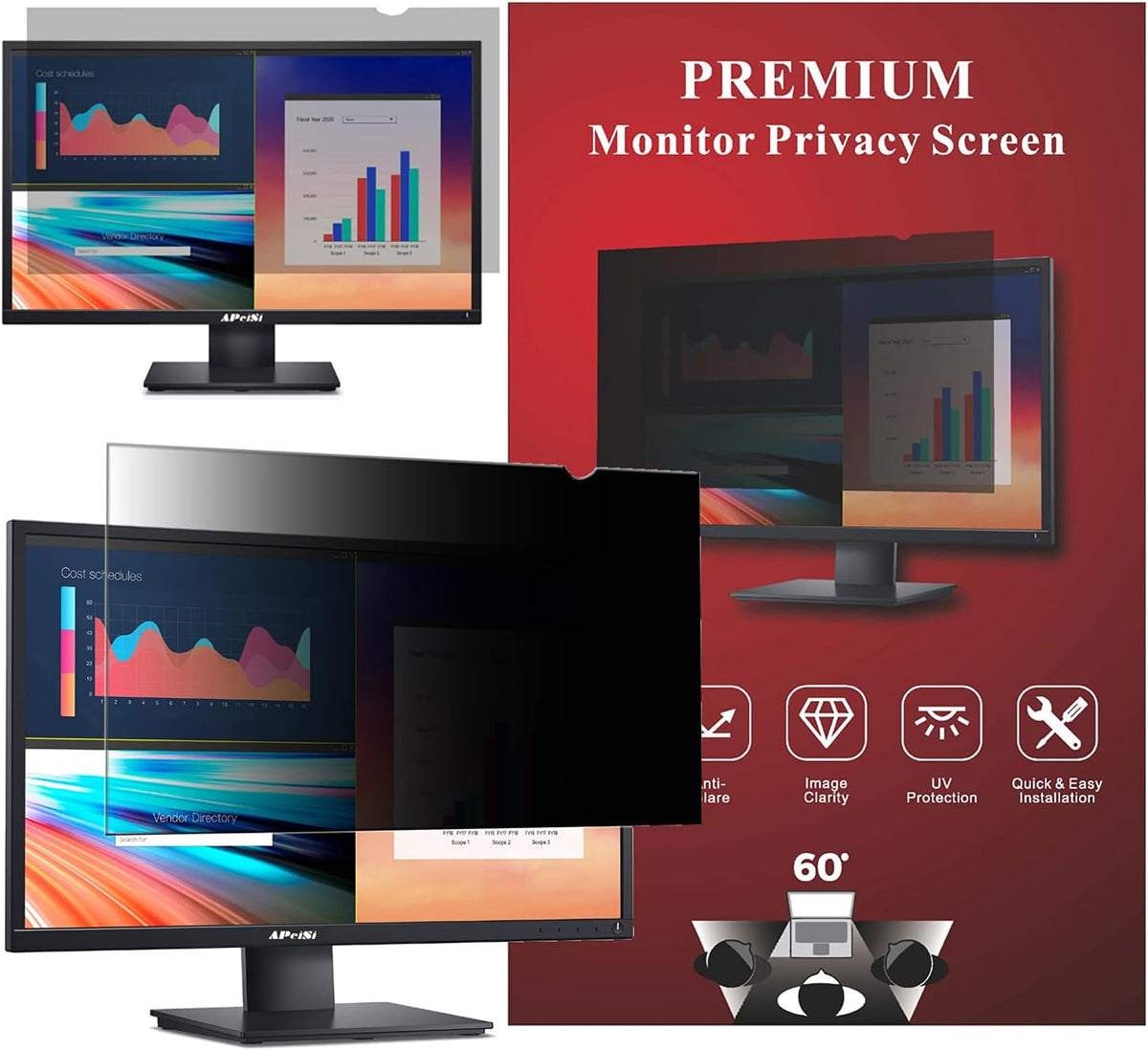 27 Inch Computer Privacy Screen Filter for 16:9 Widescreen Monitor, Pack of 2 I77319
